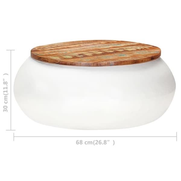 Soffbord vit 68x68x30 cm massivt återvunnet trä