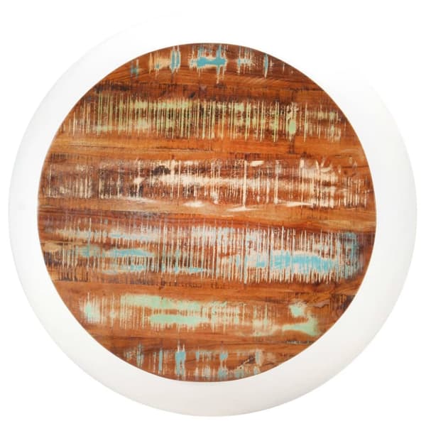 Soffbord vit 68x68x30 cm massivt återvunnet trä
