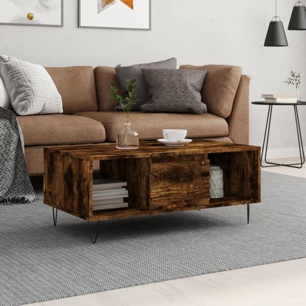 Soffbord rökfärgad ek 90x50x36,5 cm konstruerat trä
