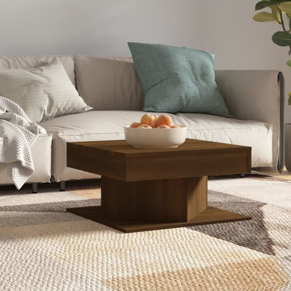 Soffbord brun ek 57x57x30 cm konstruerat trä