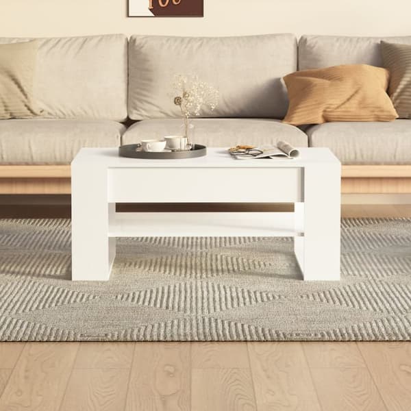 Soffbord vit högglans 102x55x45 cm konstruerat trä
