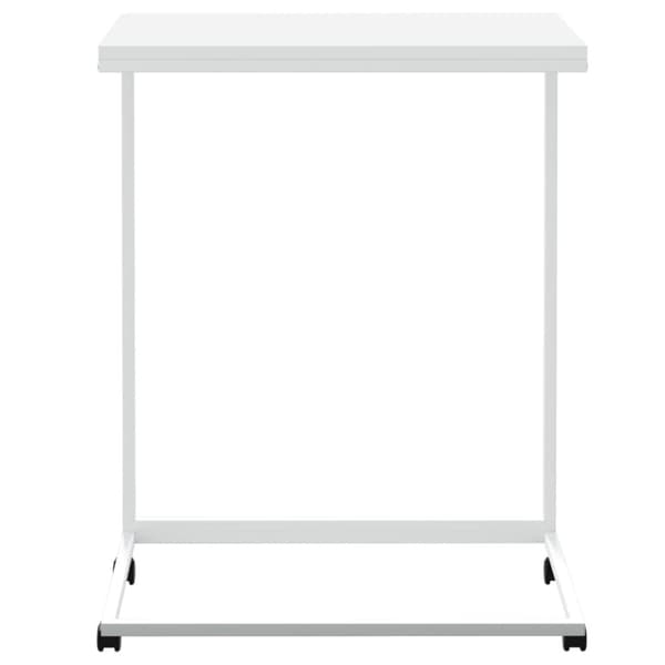 sidebord med hjul 55x35x70 cm konstrueret træ hvid
