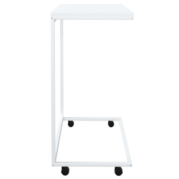 sidebord med hjul 55x35x70 cm konstrueret træ hvid