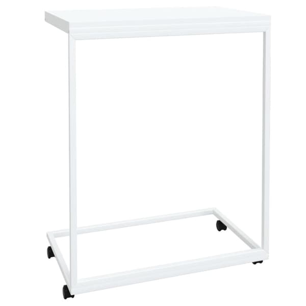 sidebord med hjul 55x35x70 cm konstrueret træ hvid