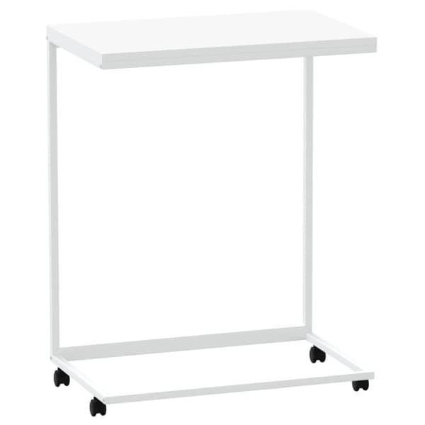 sidebord med hjul 55x35x70 cm konstrueret træ hvid