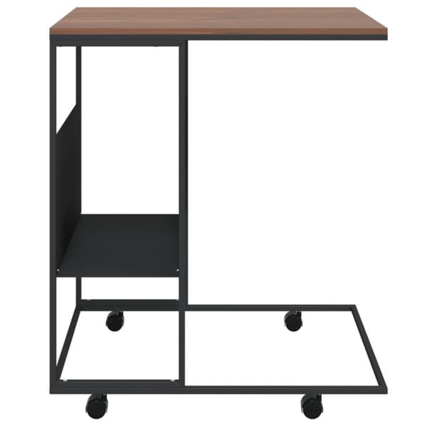 sidebord med hjul 55x36x63,5 cm konstrueret træ sort