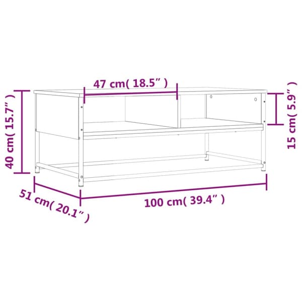 Soffbord rökfärgad ek 100x51x40 cm konstruerat trä