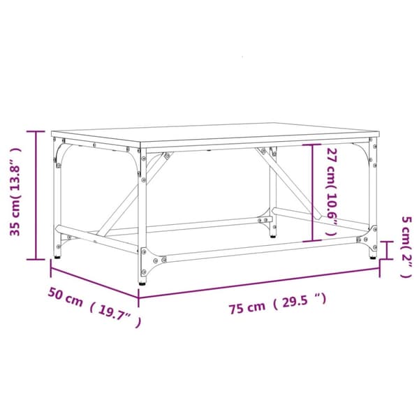 Soffbord svart 75x50x35 cm konstruerat trä