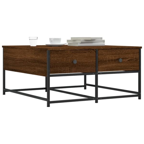 sofabord 80x80x40 cm konstrueret træ brun egetræsfarve