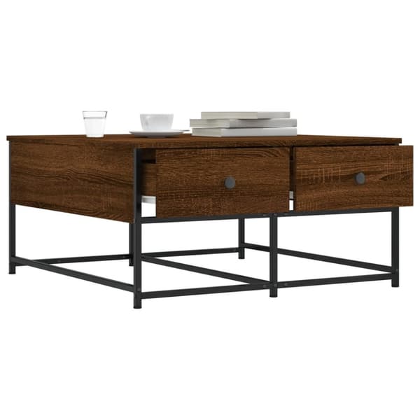 sofabord 80x80x40 cm konstrueret træ brun egetræsfarve