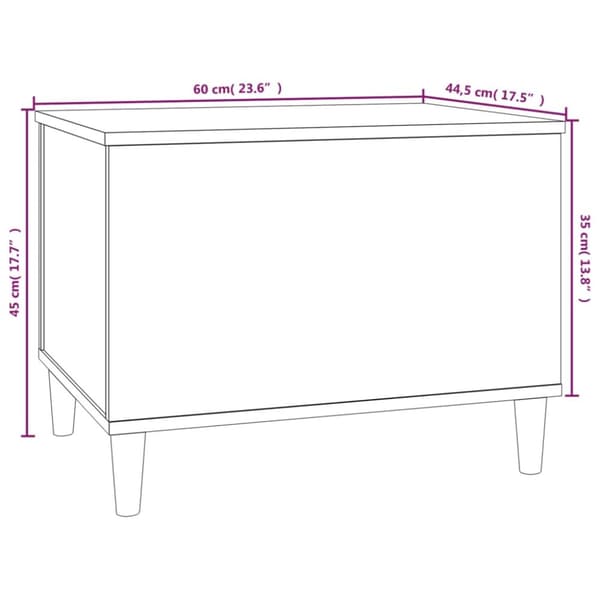 sofabord 60x44,5x45 cm konstrueret træ brun egetræsfarve
