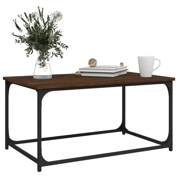 Soffbord brun ek 80x50x40 cm konstruerat trä och järn