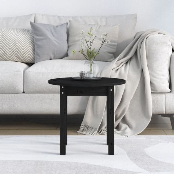 Soffbord svart Ø 45x40cm massiv furu