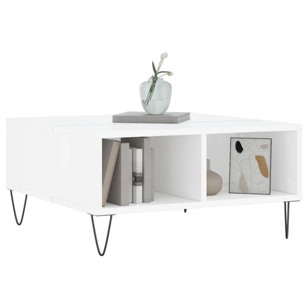 Soffbord vit högglans 60x60x30 cm konstruerat trä
