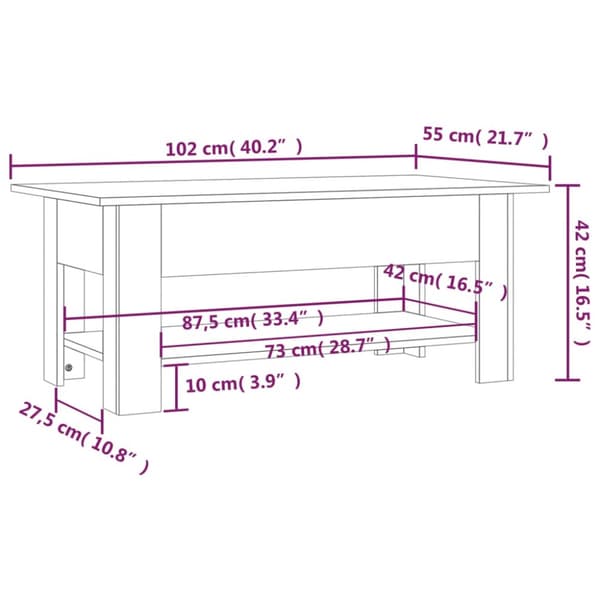 Soffbord betonggrå 102x55x42 cm konstruerat trä