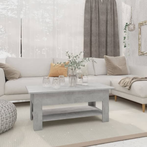 Soffbord betonggrå 102x55x42 cm konstruerat trä