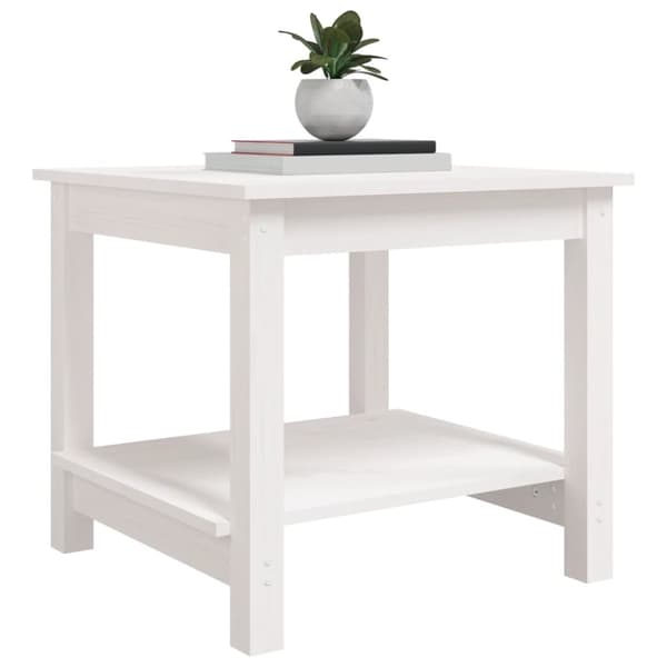 sofabord 50x50x45 cm massivt fyrretræ sort hvid