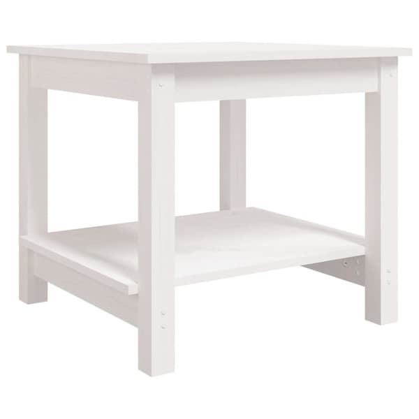 sofabord 50x50x45 cm massivt fyrretræ sort hvid