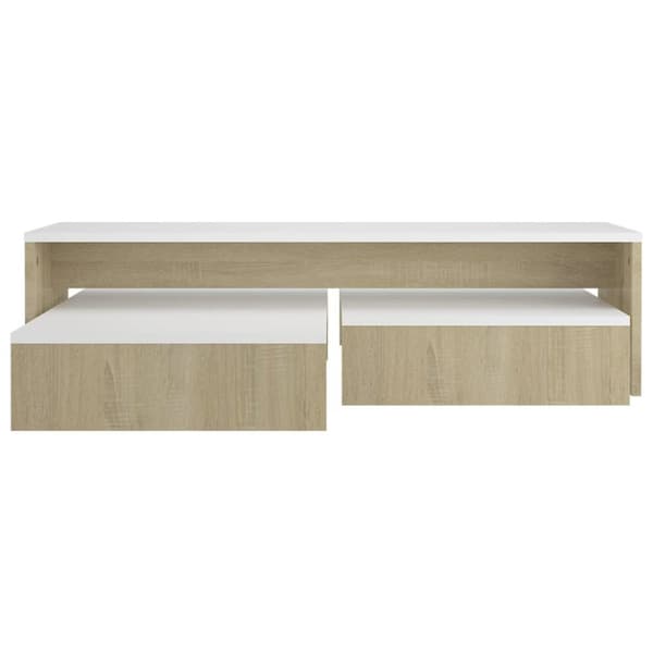 Satsbord vit och sonoma-ek 100x100x26,5 cm konstruerat trä