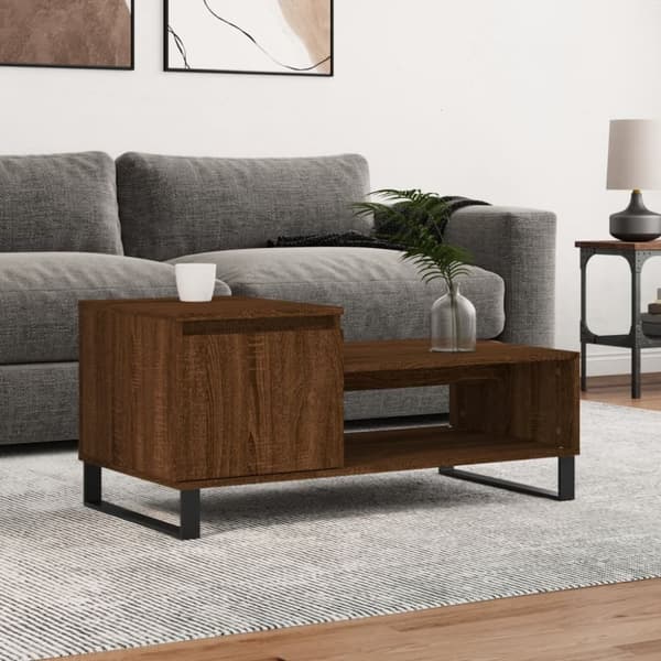 Soffbord brun ek 100x50x45 cm konstruerat trä