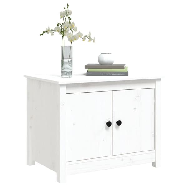 Soffbord vit 71x49x55 cm massiv furu