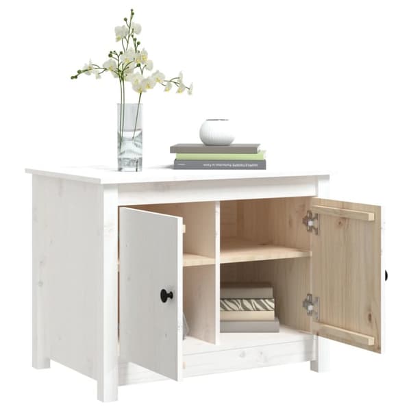Soffbord vit 71x49x55 cm massiv furu