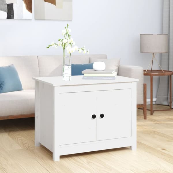 Soffbord vit 71x49x55 cm massiv furu