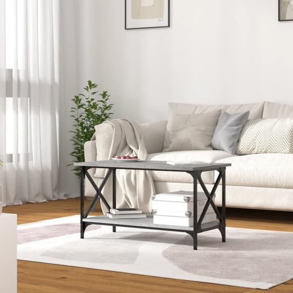 Soffbord grå sonoma 80x45x45 cm konstruerat trä och järn