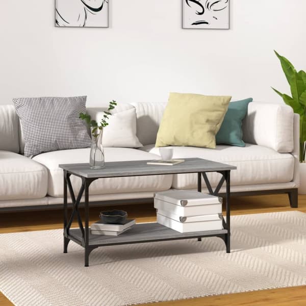 Soffbord grå sonoma 80x45x45 cm konstruerat trä och järn