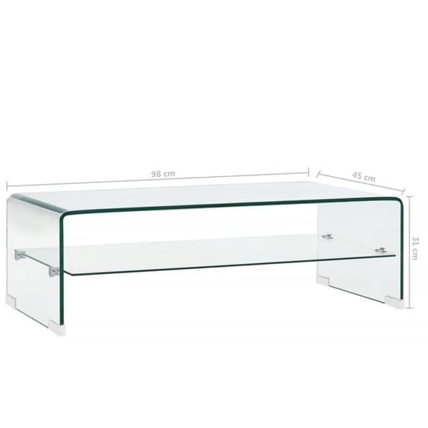 sofabord 98 x 45 x 31 cm hærdet glas transparent