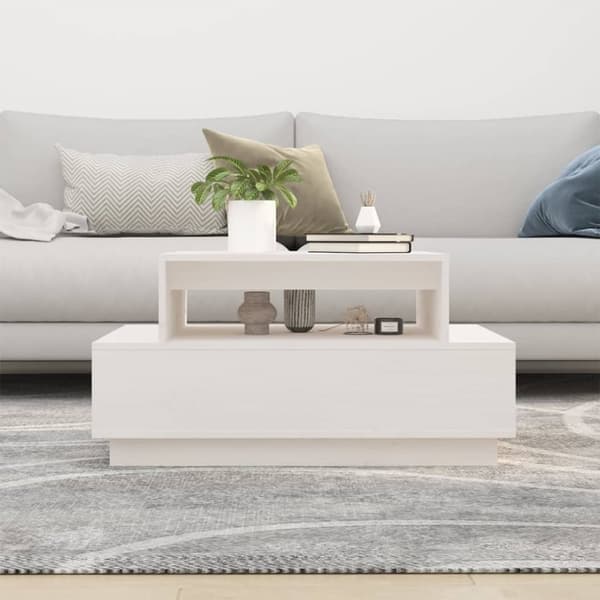 Soffbord vit 80x55x40,5 cm massiv furu