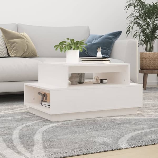 Soffbord vit 80x55x40,5 cm massiv furu