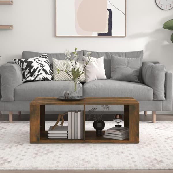 sofabord 100x50x36 cm konstrueret træ røget egetræsfarve