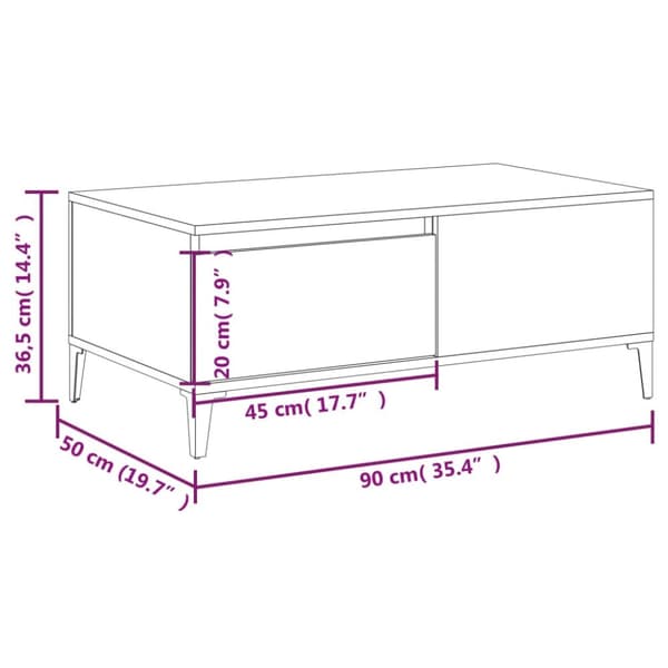 Soffbord rökfärgad ek 90x50x36,5 cm konstruerat trä