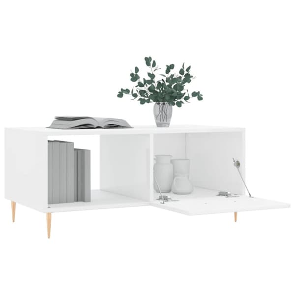 sofabord 90x50x40 cm konstrueret træ hvid højglans