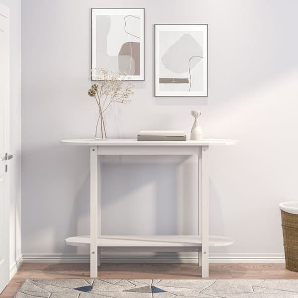 konsolbord 110x40x80 cm massivt fyrretræ hvid
