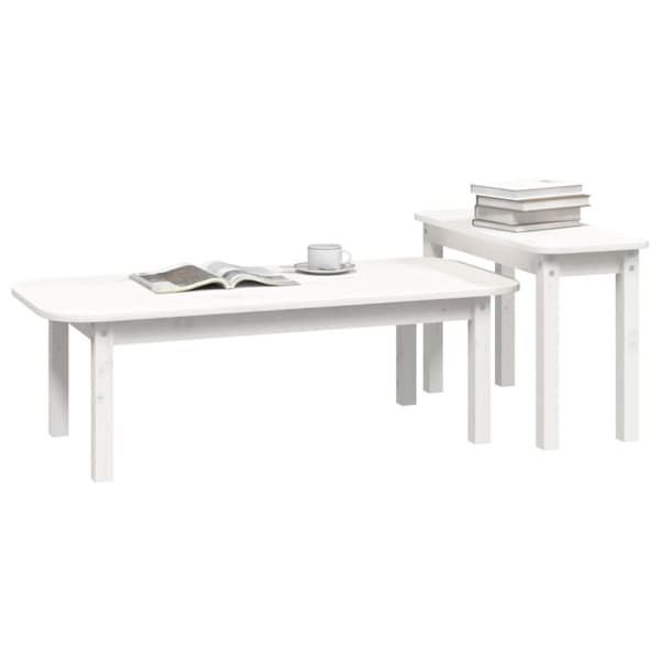Satsbord 2 st vit massiv furu