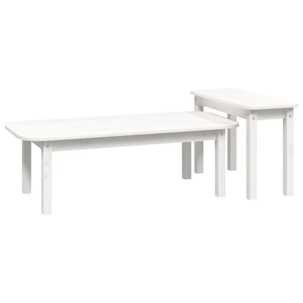 Satsbord 2 st vit massiv furu