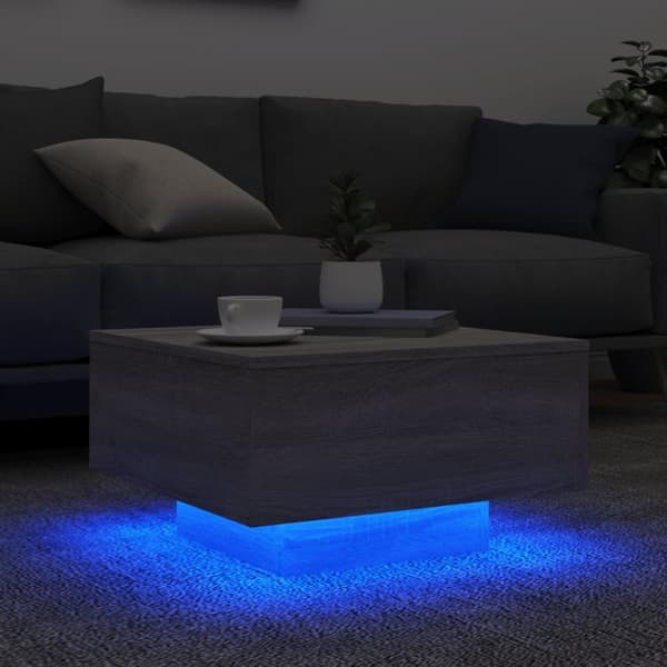 Soffbord med LED grå sonoma 55x55x31 cm