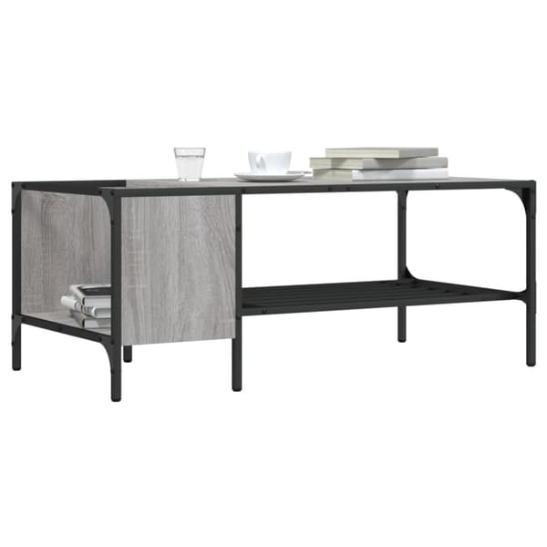 Sohvapöytä telineellä harmaa Sonoma 100x51x40 cm tekninen puu