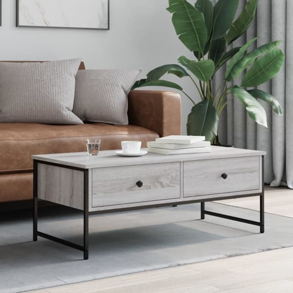 sofabord 101x49x39,5 cm konstrueret træ grå sonoma-eg