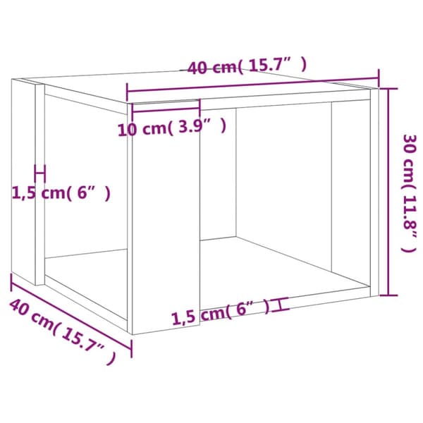 Soffbord sonoma-ek 40x40x30 cm konstruerat trä