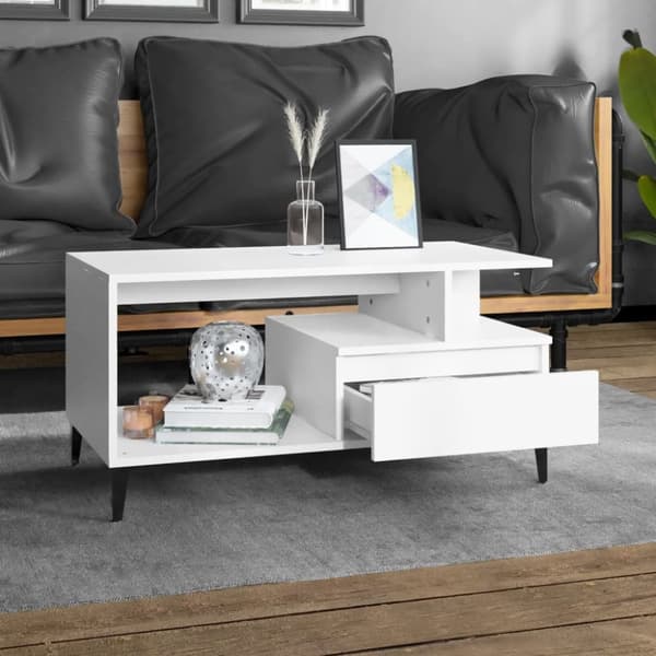 sofabord 90x49x45 cm konstrueret træ hvid