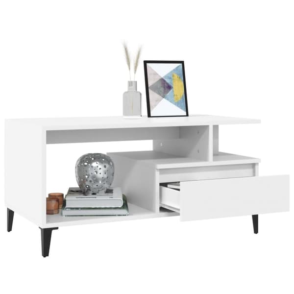sofabord 90x49x45 cm konstrueret træ hvid