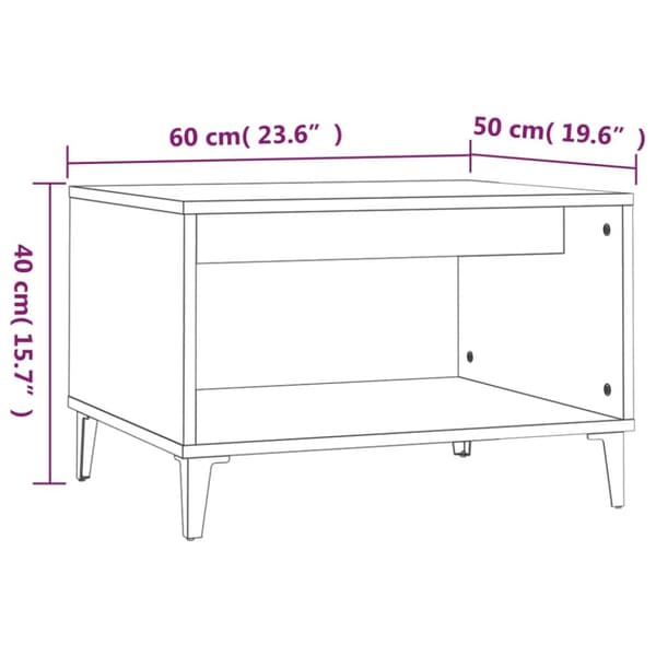 Soffbord vit högglans 60x50x40 cm konstruerat trä