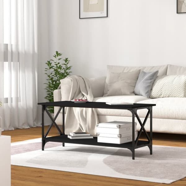 Soffbord svart 100x45x45 cm konstruerat trä och järn
