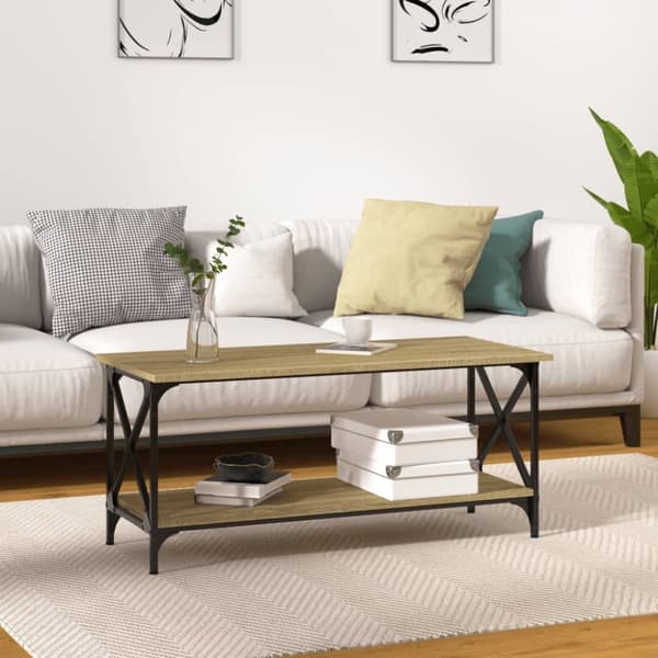 Soffbord svart 100x45x45 cm konstruerat trä och järn