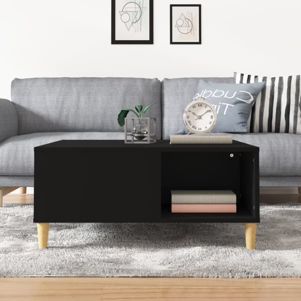 Sohvapöytä musta 80x80x36,5 cm tekninen puu
