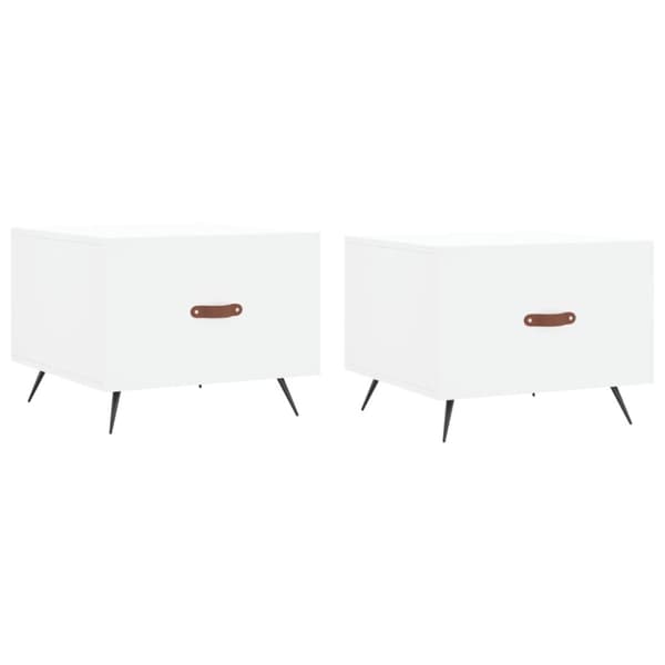 Soffbord 2 st vit 50x50x40 cm konstruerat trä