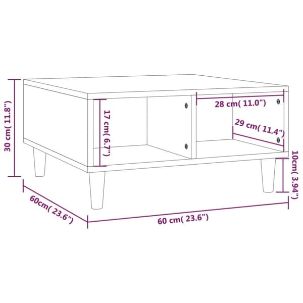 Soffbord brun ek 60x60x30 cm konstruerat trä